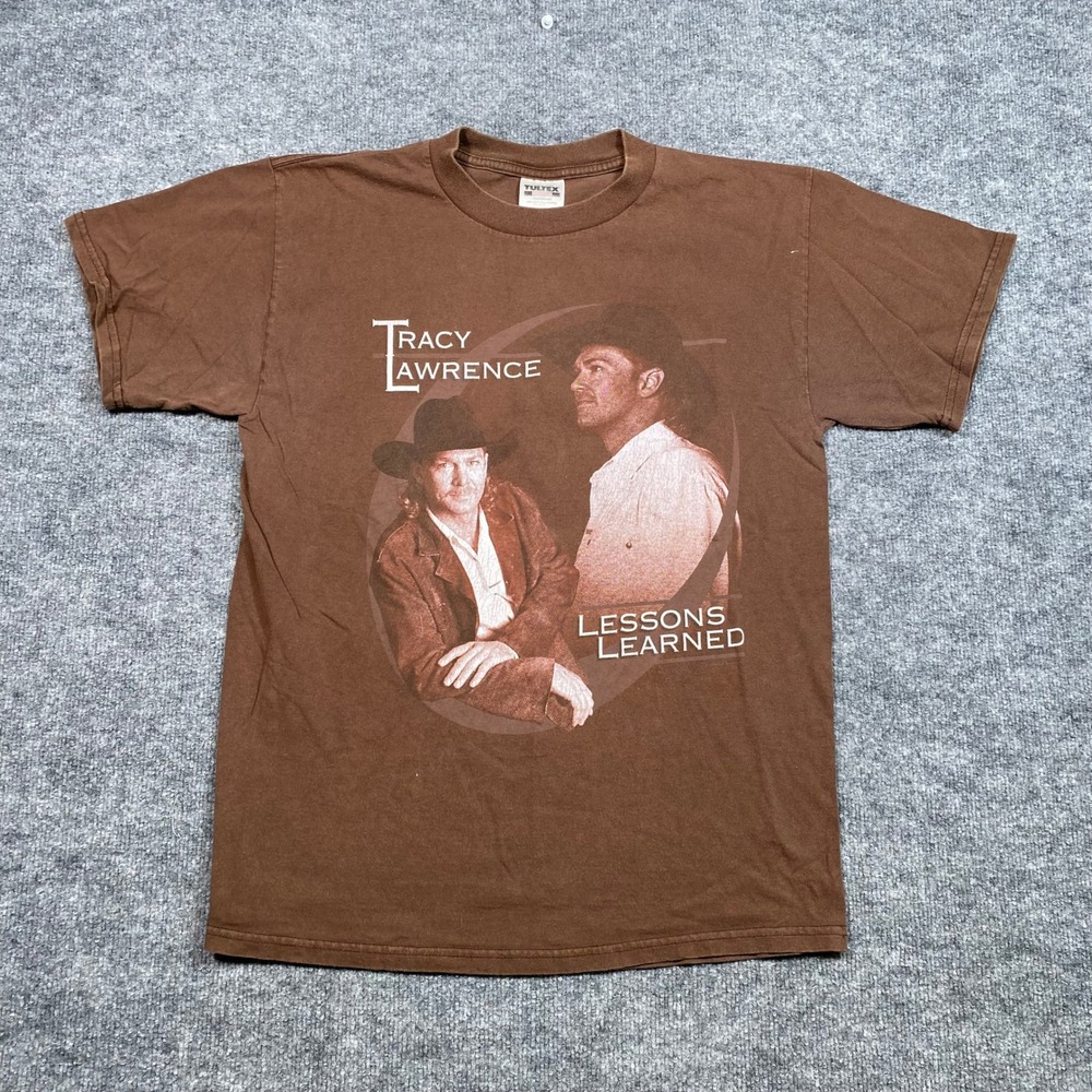 Vintage Tracy Lawrence Lessons Learned Tour T-Shirt Brown Mens Large Tultex